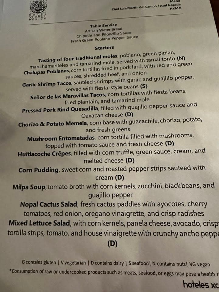 Azul Nogada menu 1