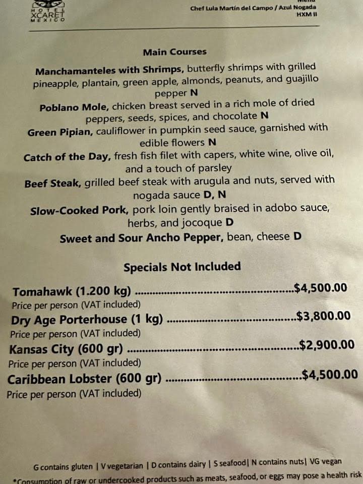 Azul Nogada menu 2