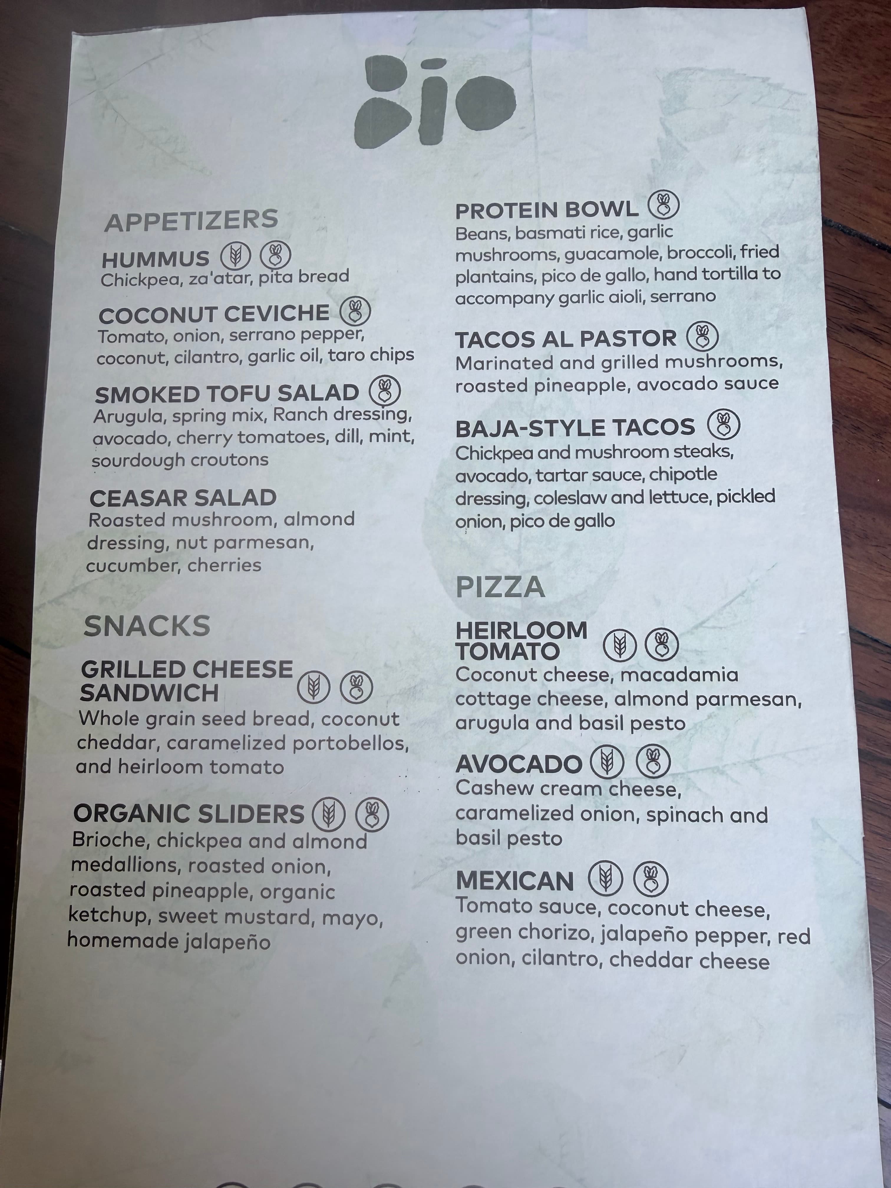 Bio menu 1